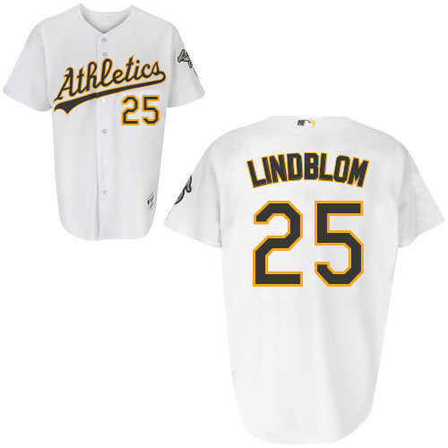 Josh Lindblom #25 Youth Baseball Jersey-Oakland Athletics Authentic Home White Cool Base MLB Jersey